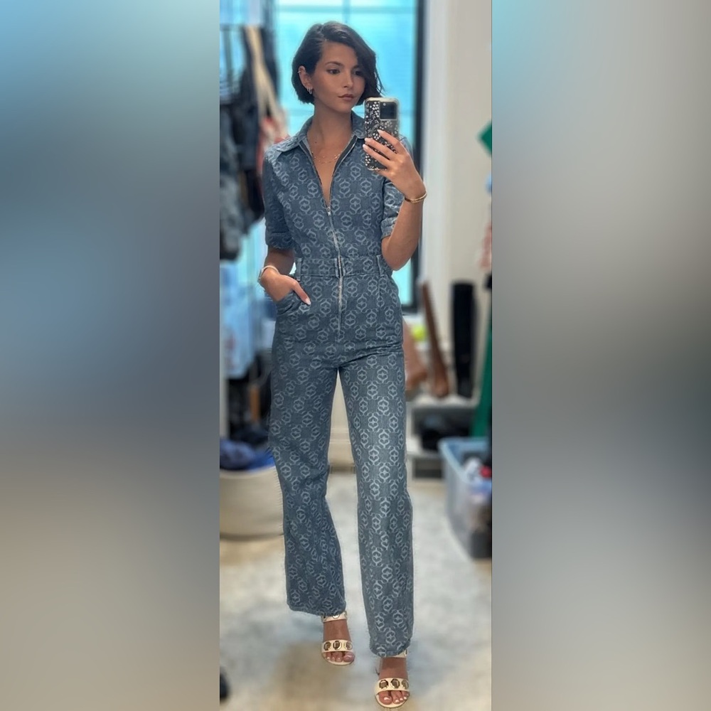 Sandro Denim Monogram Jumpsuit